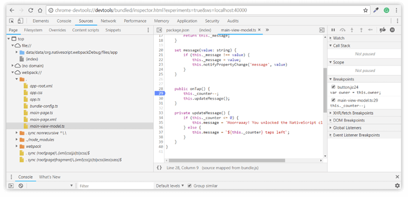 chrome dev tools debugging