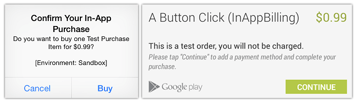 in-app purchase and billing