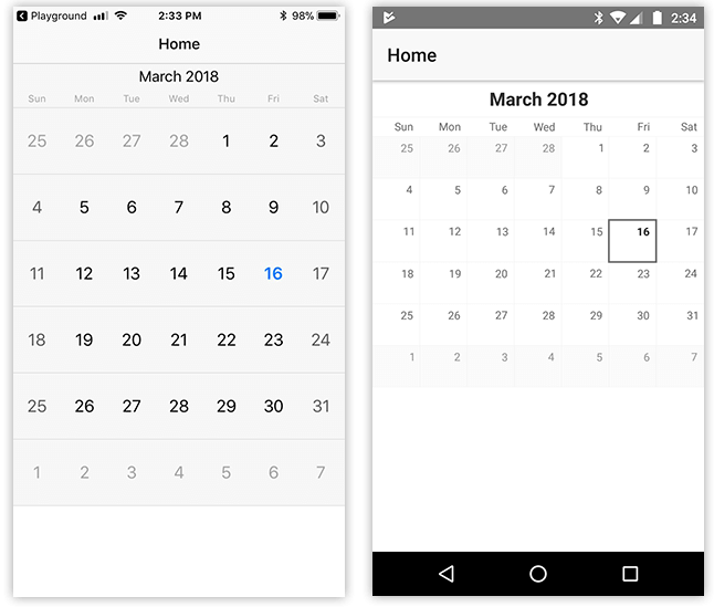 radcalendar example