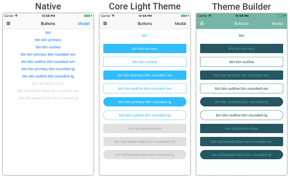 native ui using theme builder