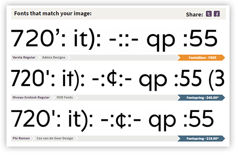 font matcherator results