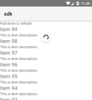 RadListView pull to refresh on Android