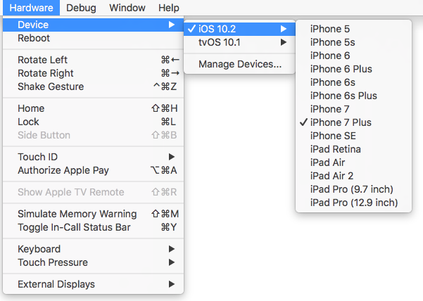 simulator-device-menu