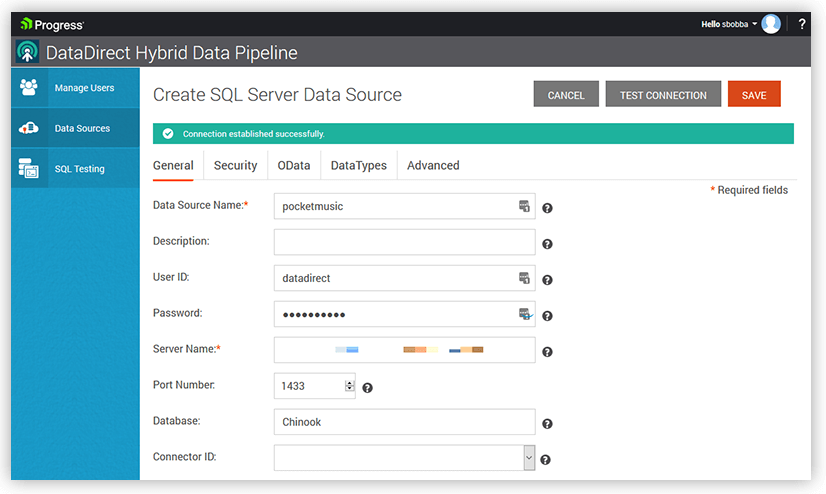 test database connection sql server