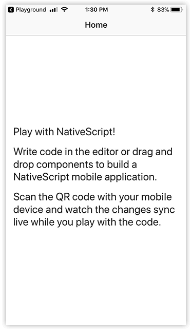 playground app running on device