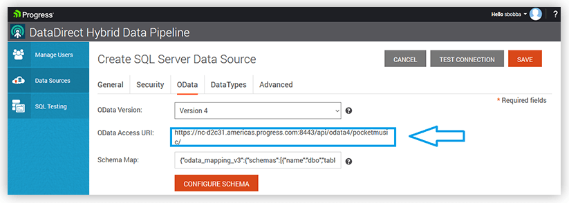 odata access uri